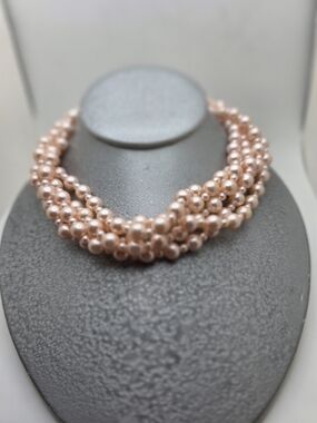 Rose Pink Multi-Strand Pearl Necklace